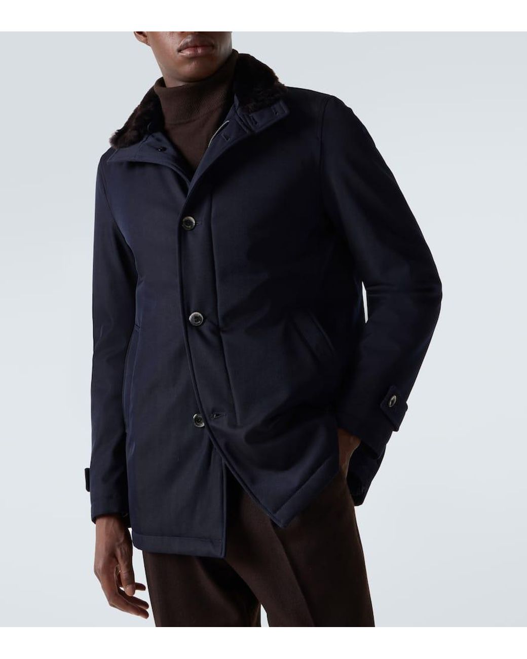 Herno Blue Virgin Wool Jacket for men