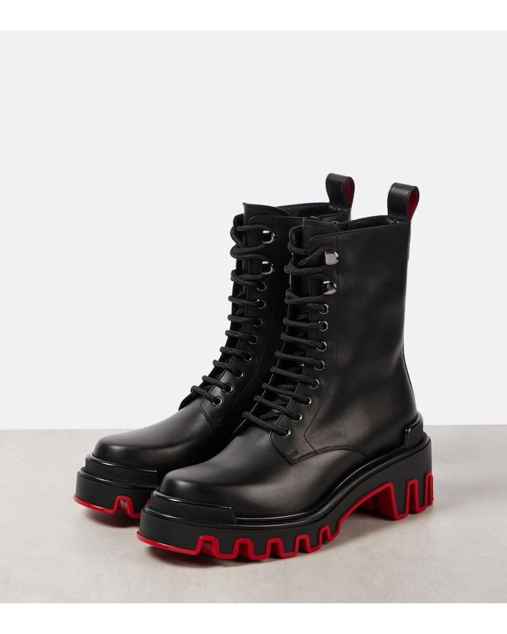 Christian Louboutin Black Dune Trott Alta Leather Platform Boots