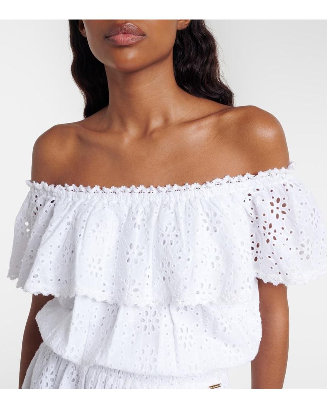 Melissa Odabash White Larna Broderie Anglaise Cotton Midi Dress