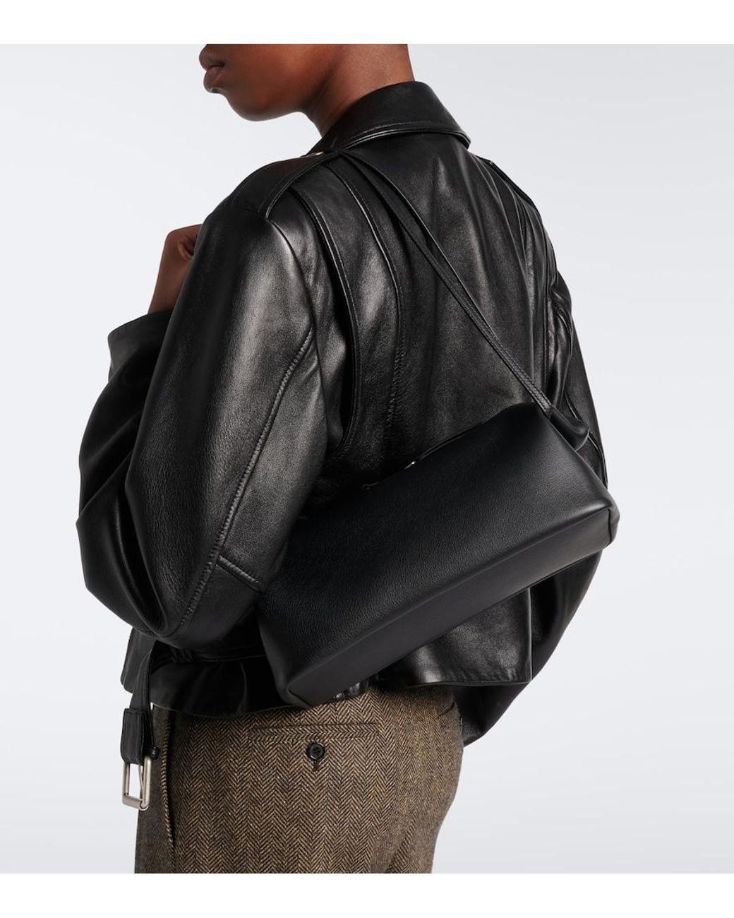 Nour Hammour Black Kenza Leather Shoulder Bag