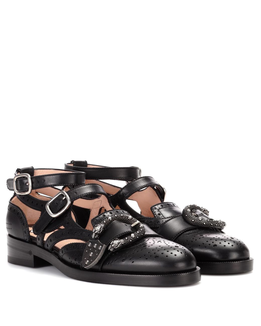 Gucci Queercore Brogue Monk Shoes in Black | Lyst