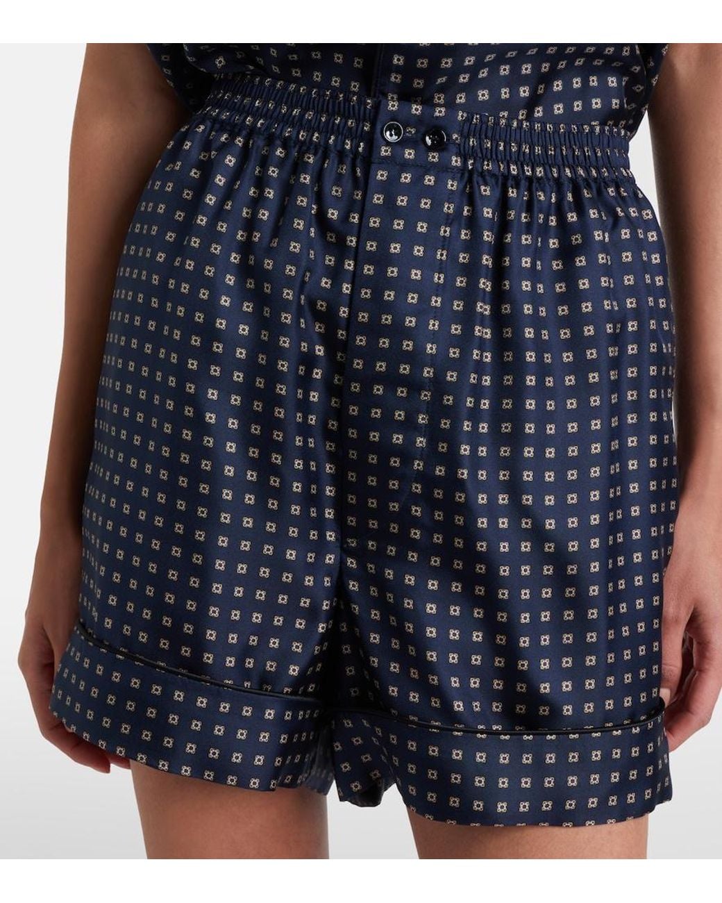 Saint Laurent Black Printed Silk Shorts