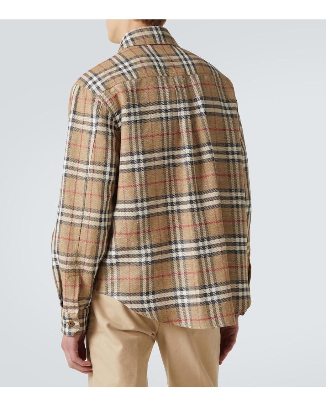 Burberry Natural Checked Cotton Shirt for men