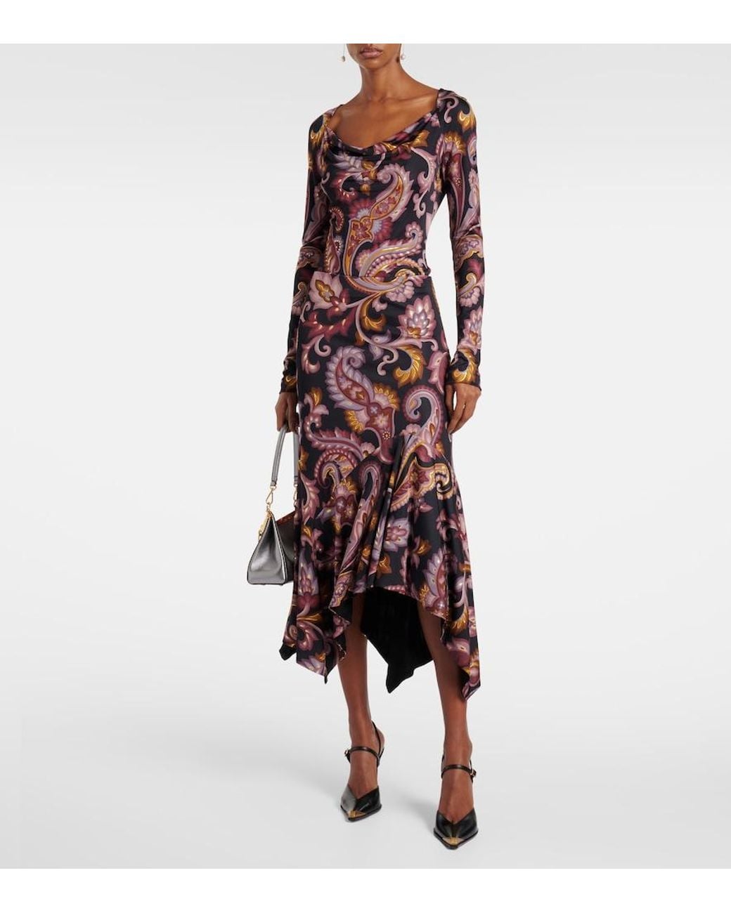 Etro Brown Paisley Jersey Maxi Skirt