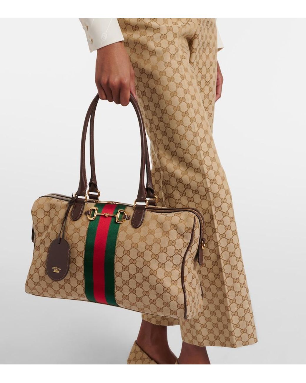 Gucci Brown Borsetto Gg Canvas Large Duffel Bag