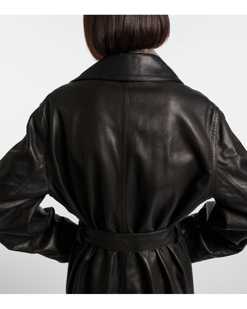 The Row Black Siempra Leather Coat