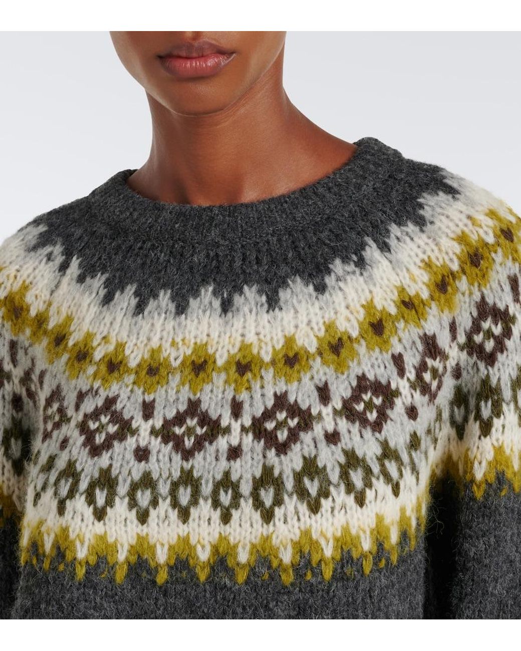 Velvet Gray Fair Isle Alpaca And Wool-Blend Sweater