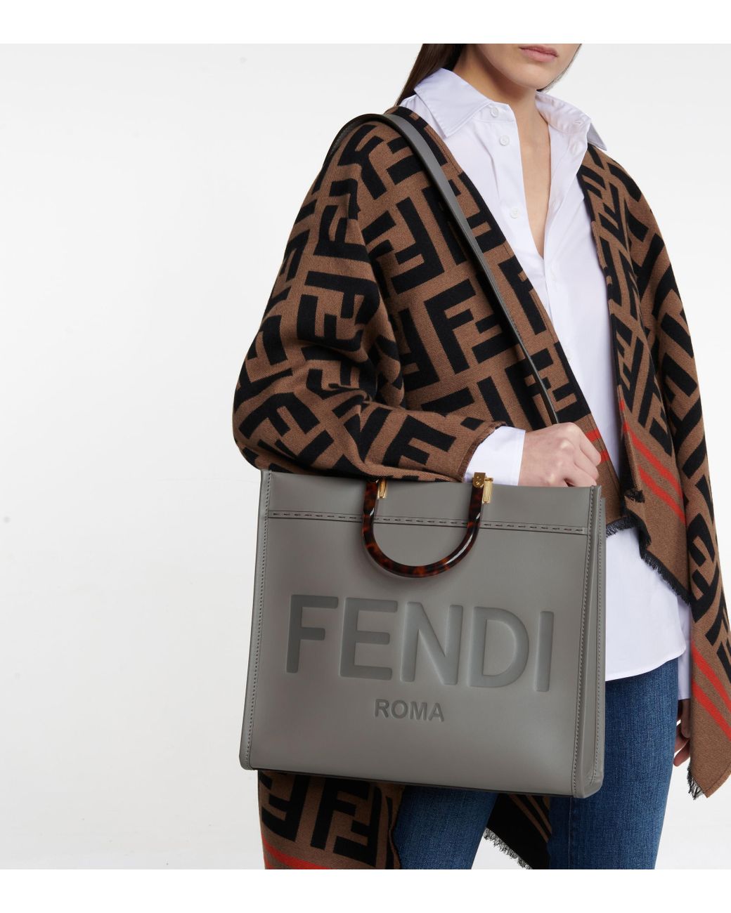 Fendi sunshine online leather tote