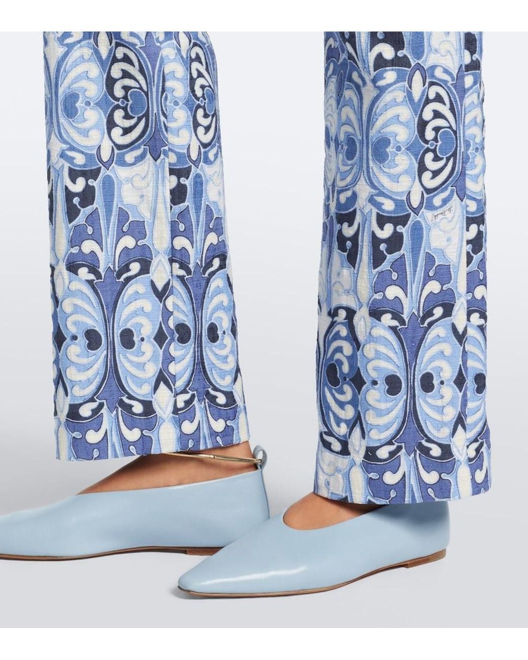 LaDoubleJ Blue 24/7 Printed Cotton Straight Pants