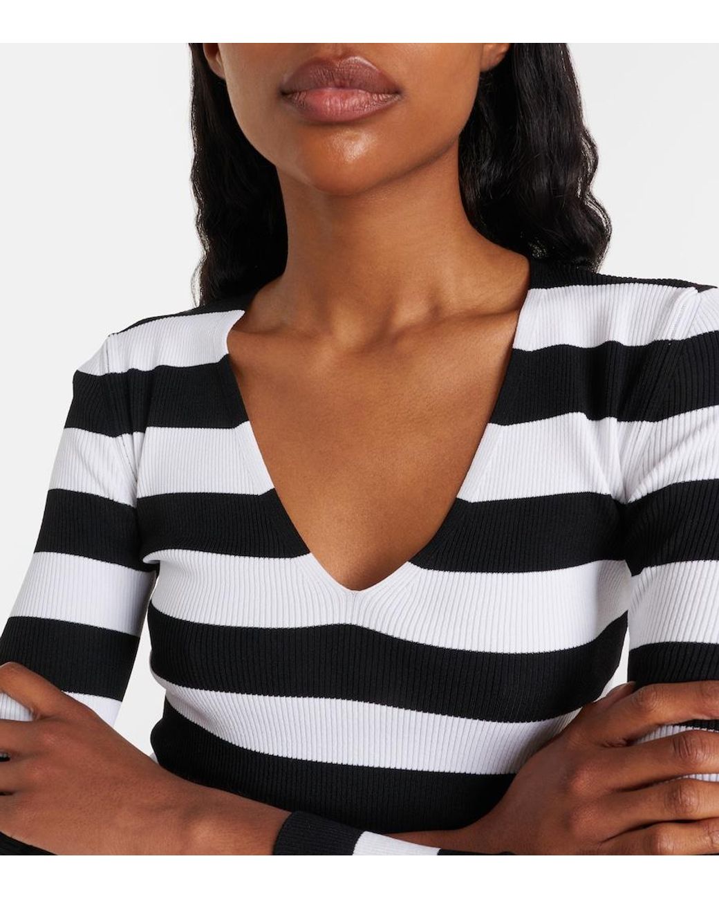 Max Mara Black Vello Ribbed-Knit Striped Sweater
