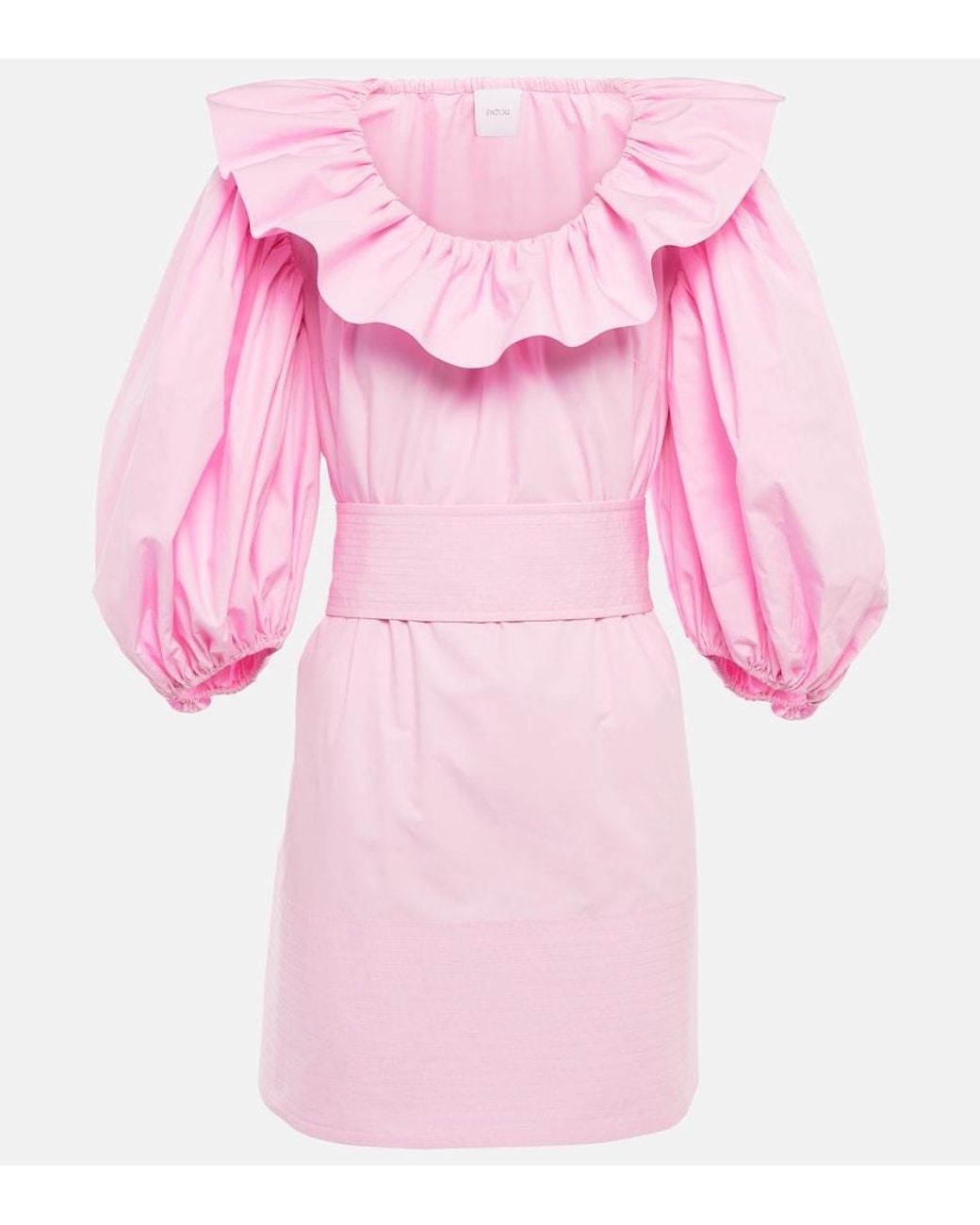 Patou Pink Puff-sleeve Cotton Minidress