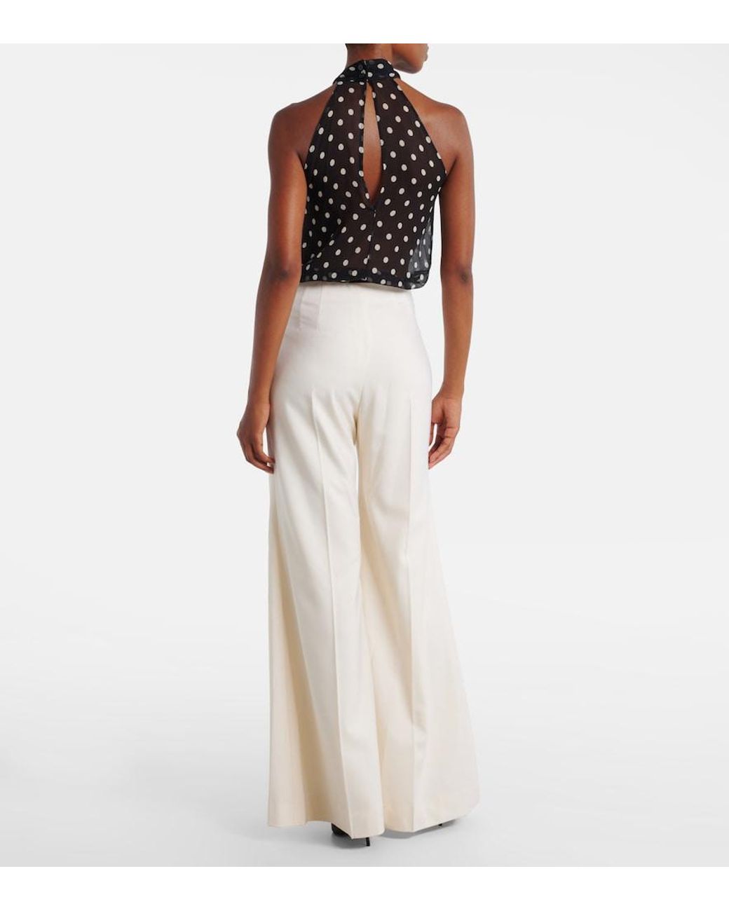 Nina Ricci White Virgin Wool Flared Pants