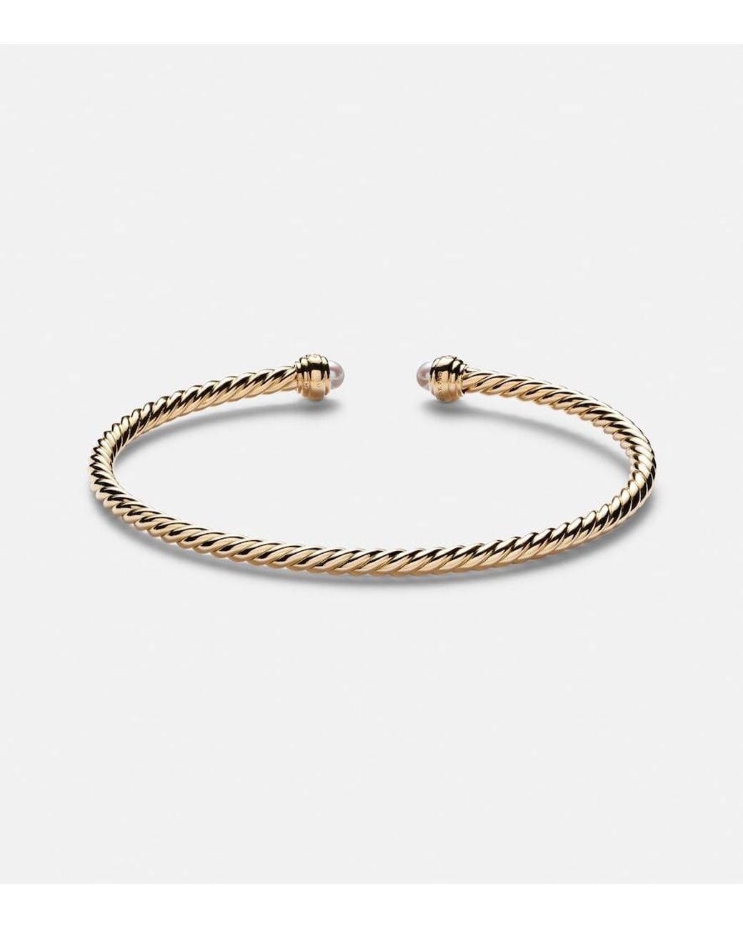 David Yurman Metallic Cablespira Flex 18Kt Cuff Bracelet With Freshwater Pearls And Diamonds