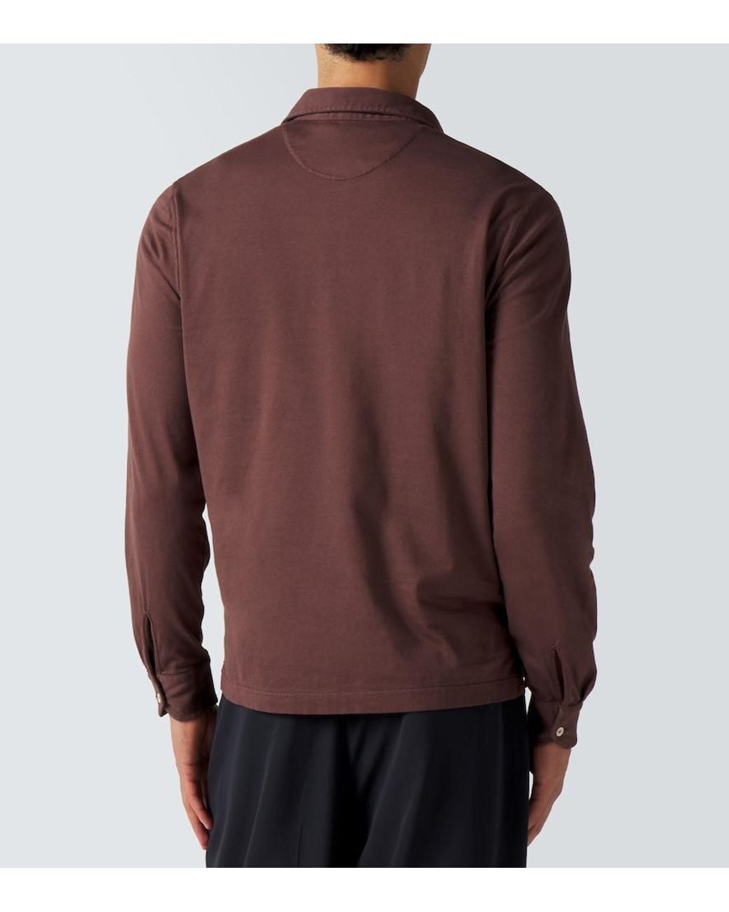 Fedeli Brown Cotton Pique Polo Shirt for men