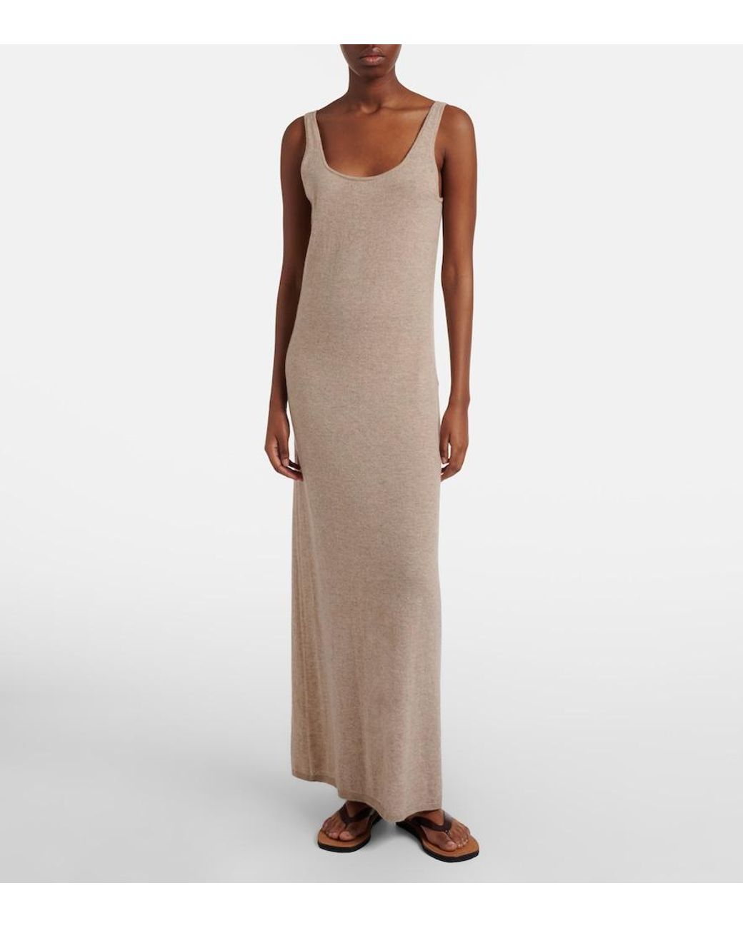 The Row Natural Nareen Knitted Cashmere Maxi Dress