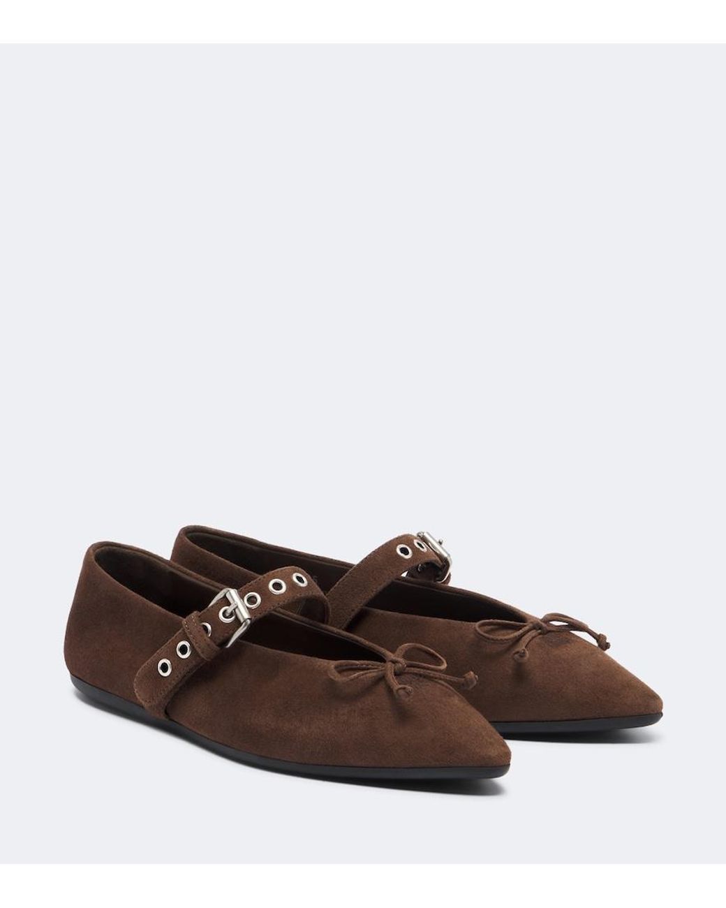 Miu Miu Brown Suede Ballet Flats