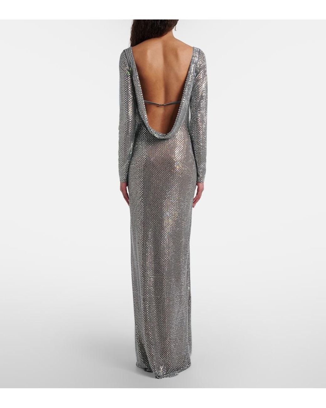 Self-Portrait Gray Embellished Maxi Dress