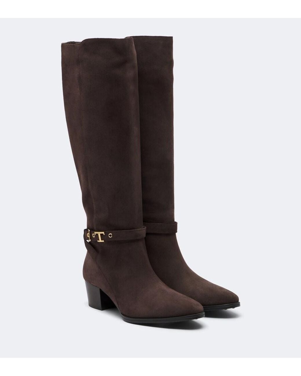 Tod's Brown T Timeless Suede Knee-High Boots