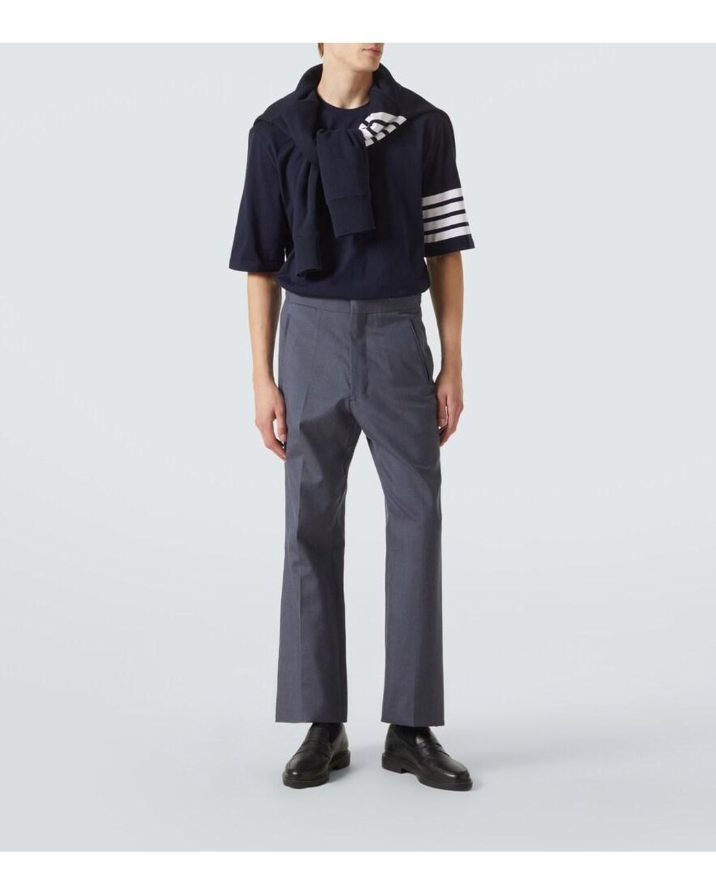 Thom Browne Blue 4-Bar Cotton Jersey T-Shirt for men