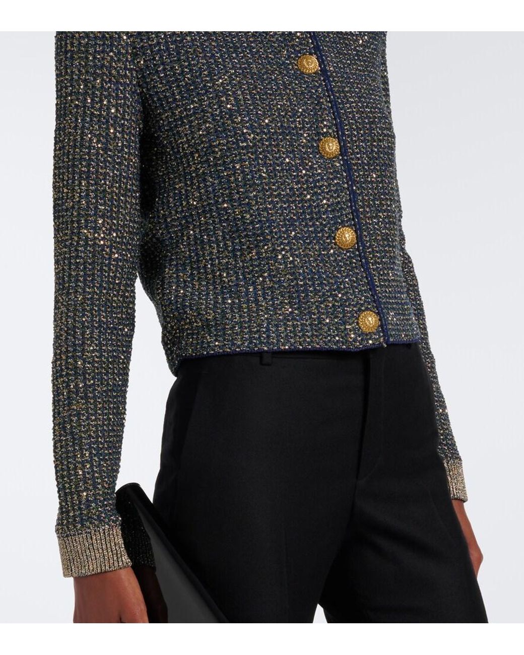 Balmain Blue Sequined Tweed Jacket