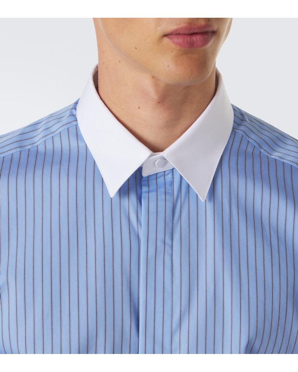 Tom Ford Blue Striped Cotton Satin Shirt for men