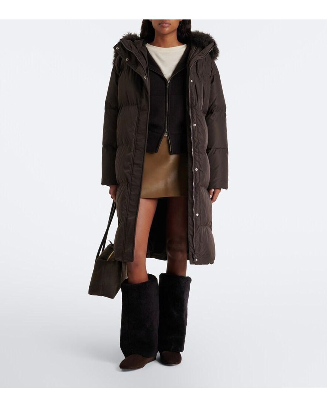 Yves Salomon Black Shearling And Suede Knee-High Boots