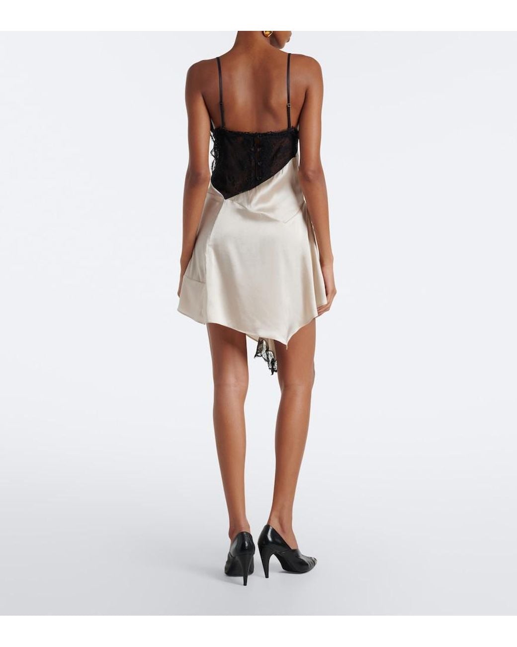 Isabel Marant White Anazia Lace-Trimmed Silk-Blend Minidress