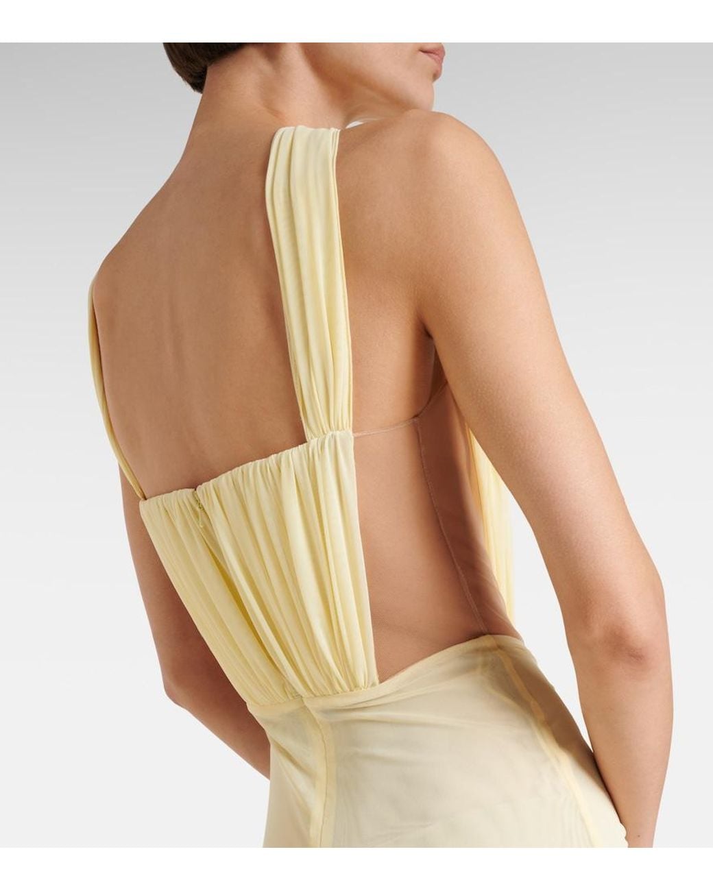 David Koma Metallic Ruched Halterneck Gown