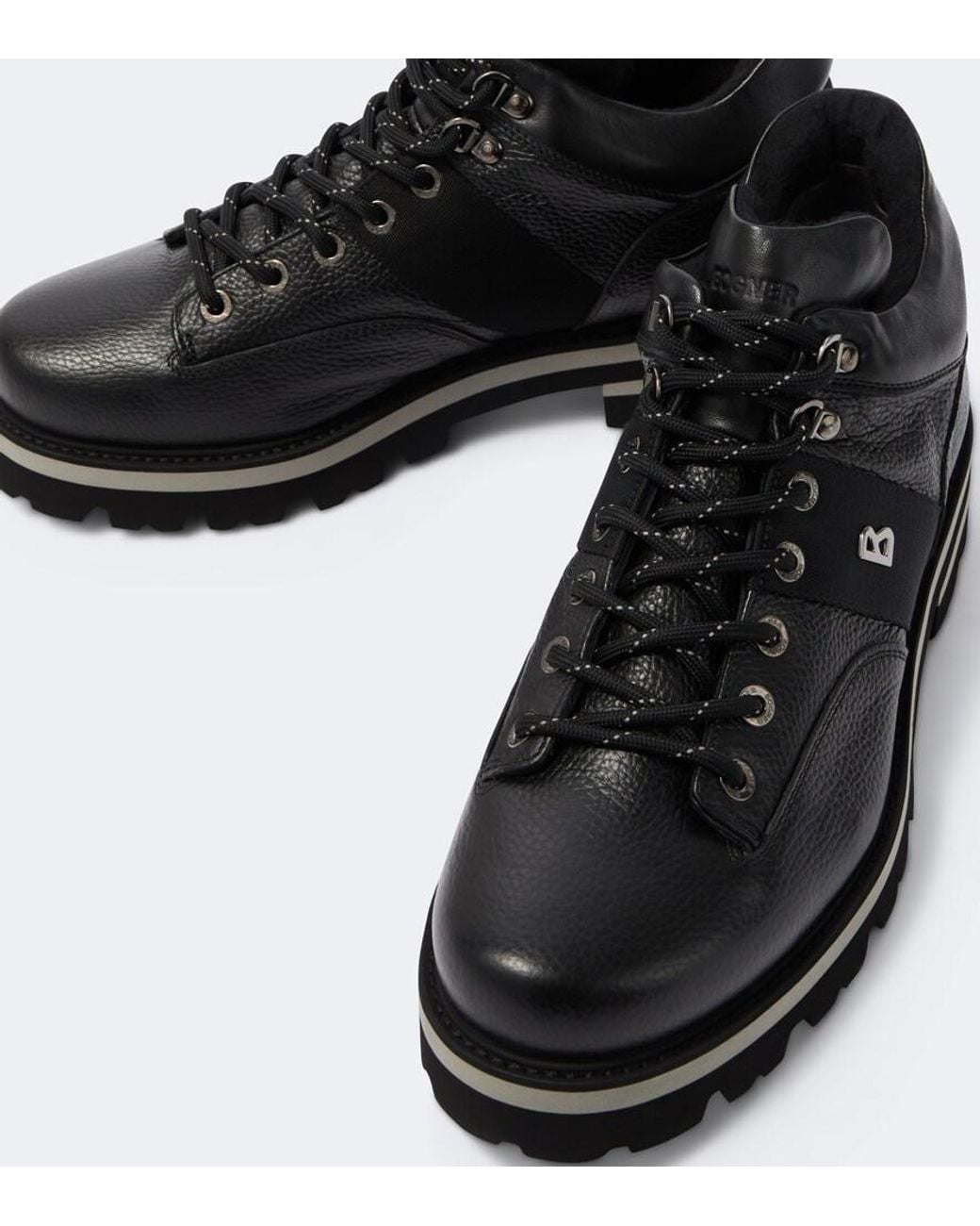 Bogner Black Courchevel Leather Lace-Up Boots for men