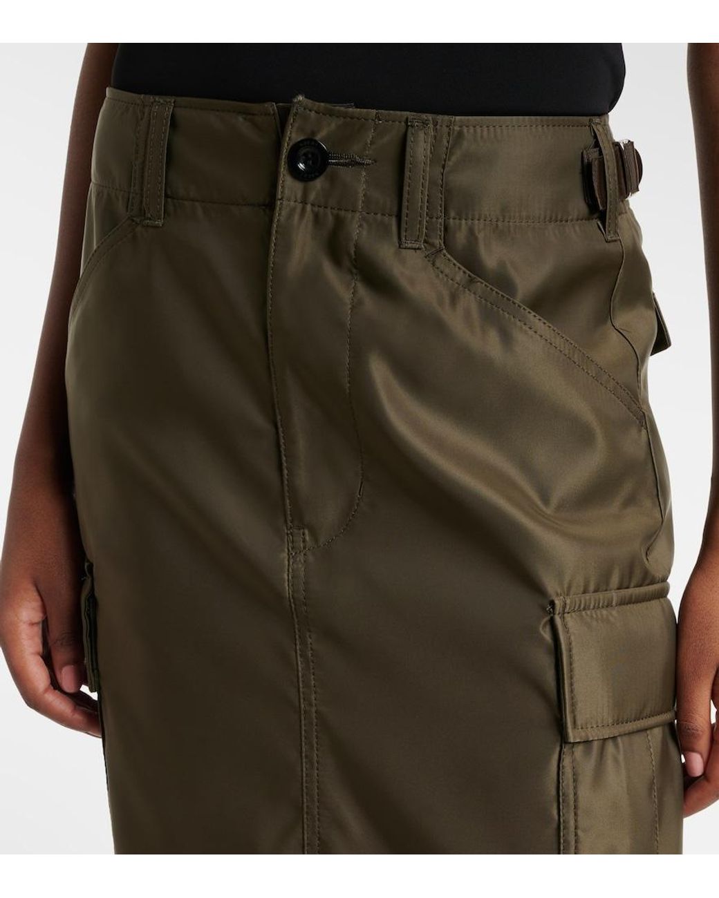 Sacai Green Pleated Midi Skirt