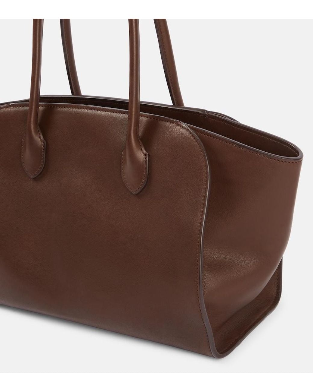 The Row Brown Marlo 12 Leather Tote Bag