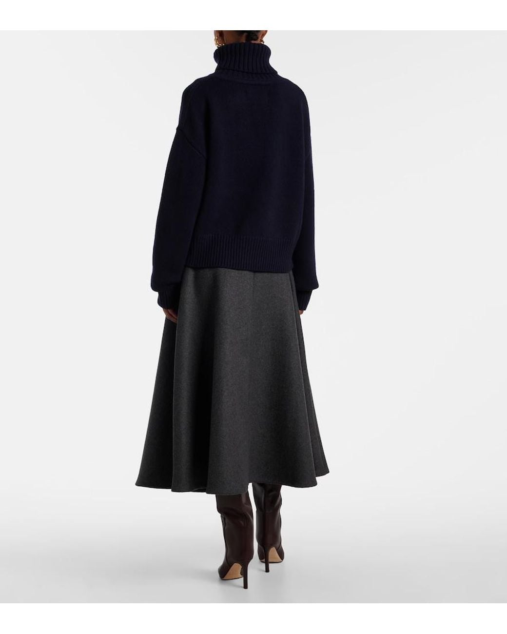 Extreme Cashmere Blue Crop Xtra Cashmere Turtleneck Sweater