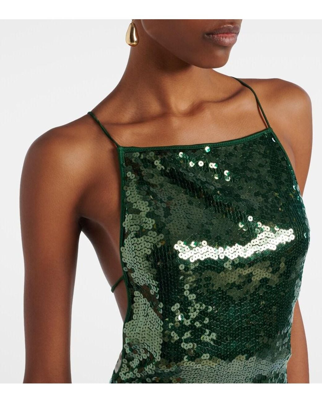 Oseree Green Marylin Sequined Maxi Dress