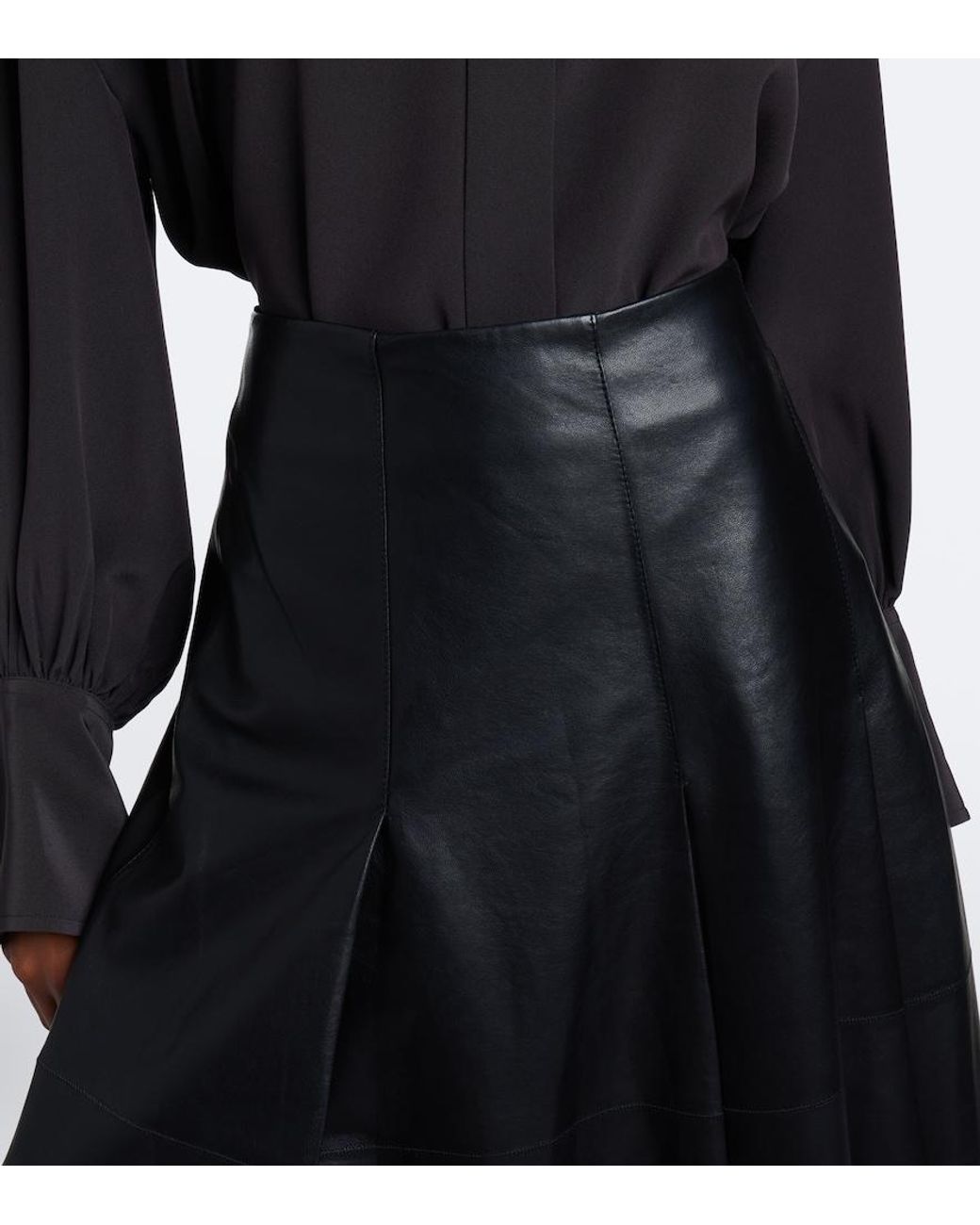 Joseph Black Riya Leather Midi Skirt