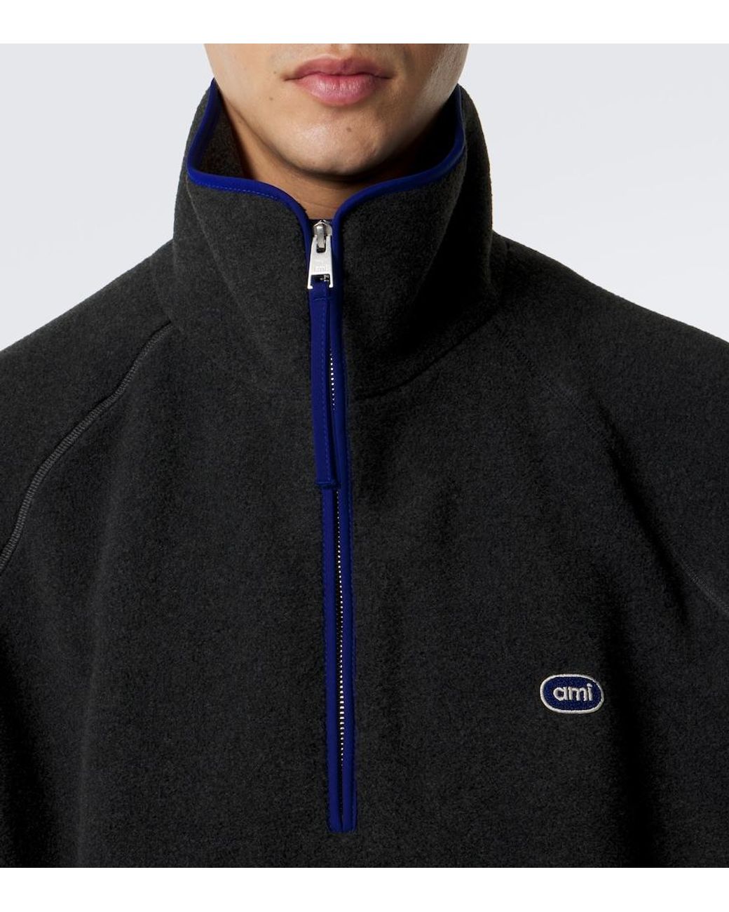 AMI Black Oversized Fleece Jacket for men