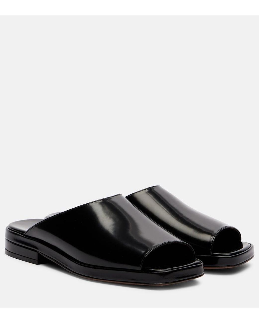 The Row Black Emi Patent Leather Mules