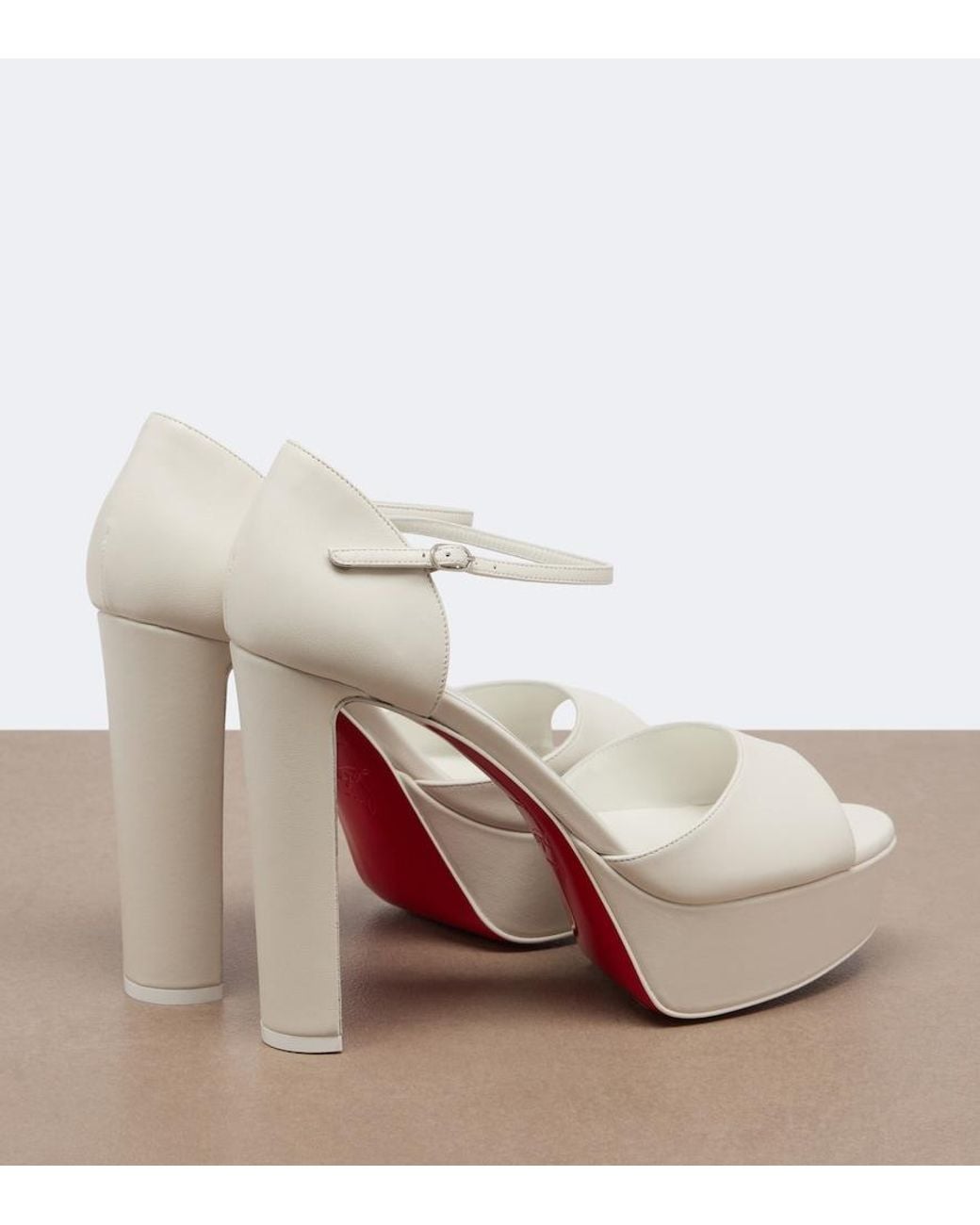Christian Louboutin White Sandaloo Leather Platform Sandals
