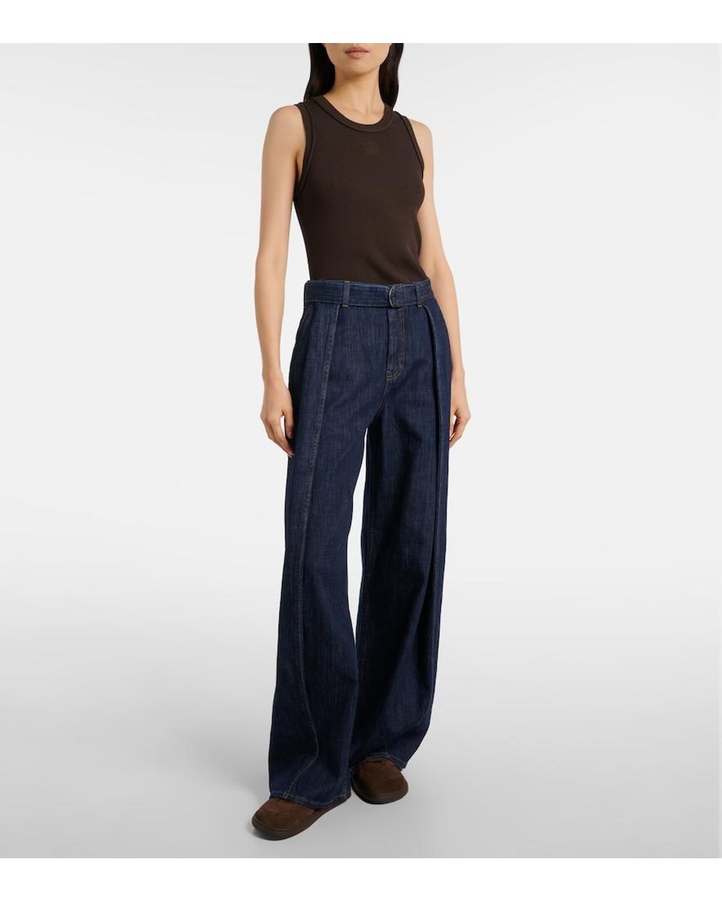 Loewe Blue Belted High-Rise Wide-Leg Jeans