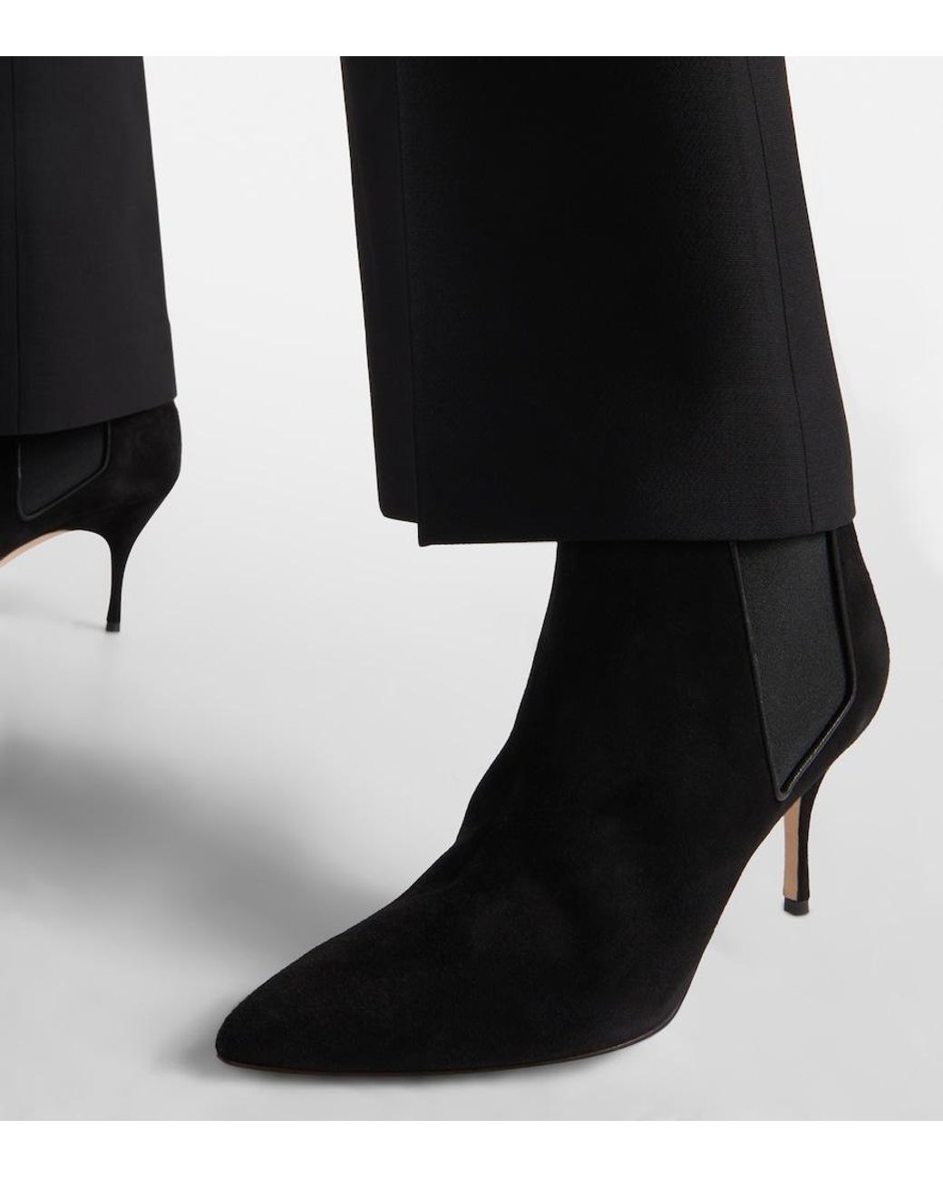 Manolo Blahnik Black Dildi Otto Suede Ankle Boots