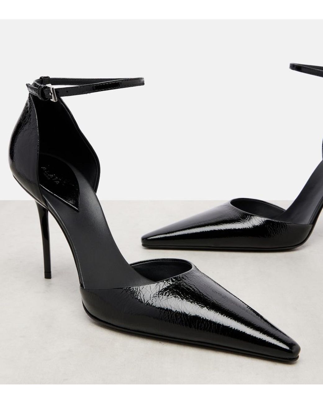 Alaïa Black D'Orsay 90 Patent Leather Pumps