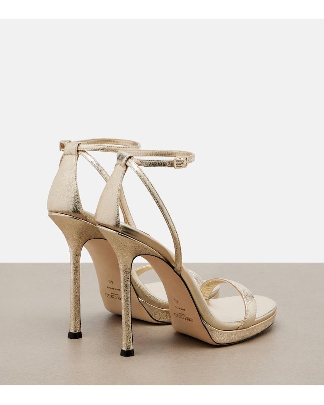 Jimmy Choo Metallic Moza Leather Platform Sandals