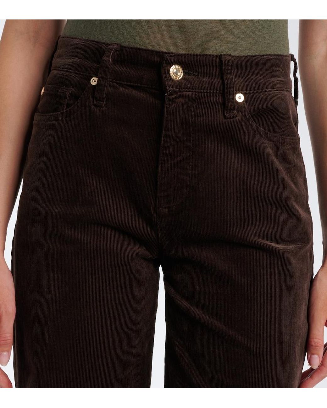 7 For All Mankind Black Lotta Cotton-Blend Corduroy Flared Pants