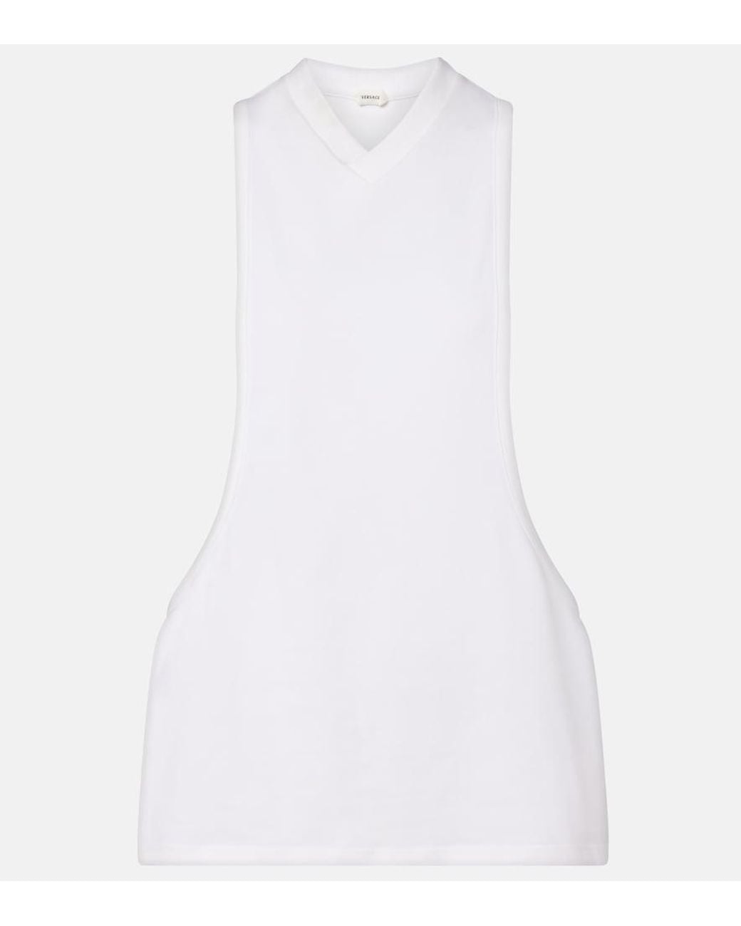 Versace White Cotton-Blend Jersey Tank Top