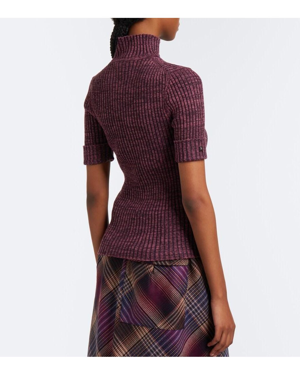 Rabanne Purple Ribbed-Knit Wool And Silk Sweater