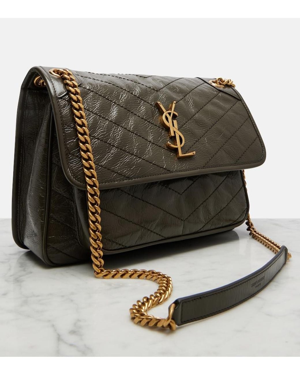 Saint Laurent Black Niki Medium Leather Shoulder Bag