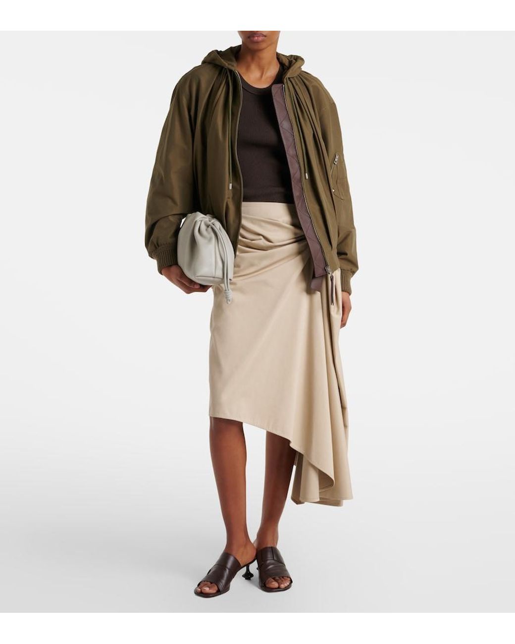 Loewe Green Gathered Cotton-Blend Jacket