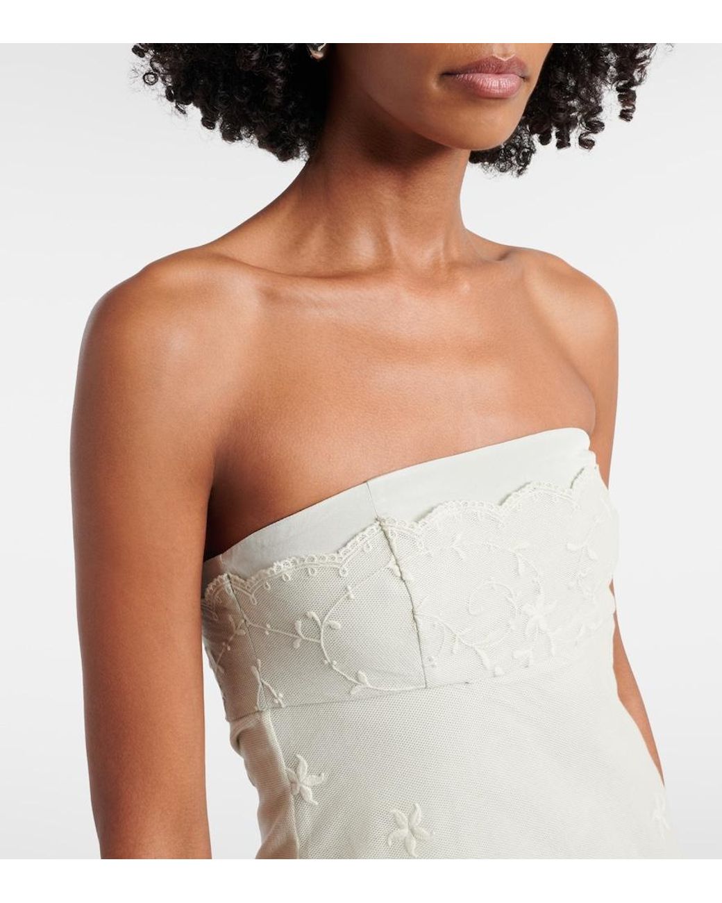 Posse White Cove Embroidered Midi Dress