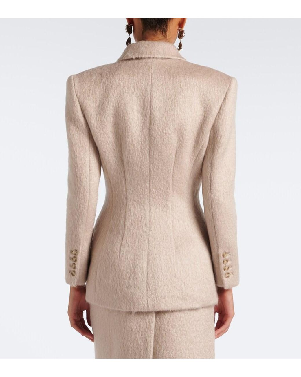 Magda Butrym Natural Double-Breasted Wool-Blend Blazer