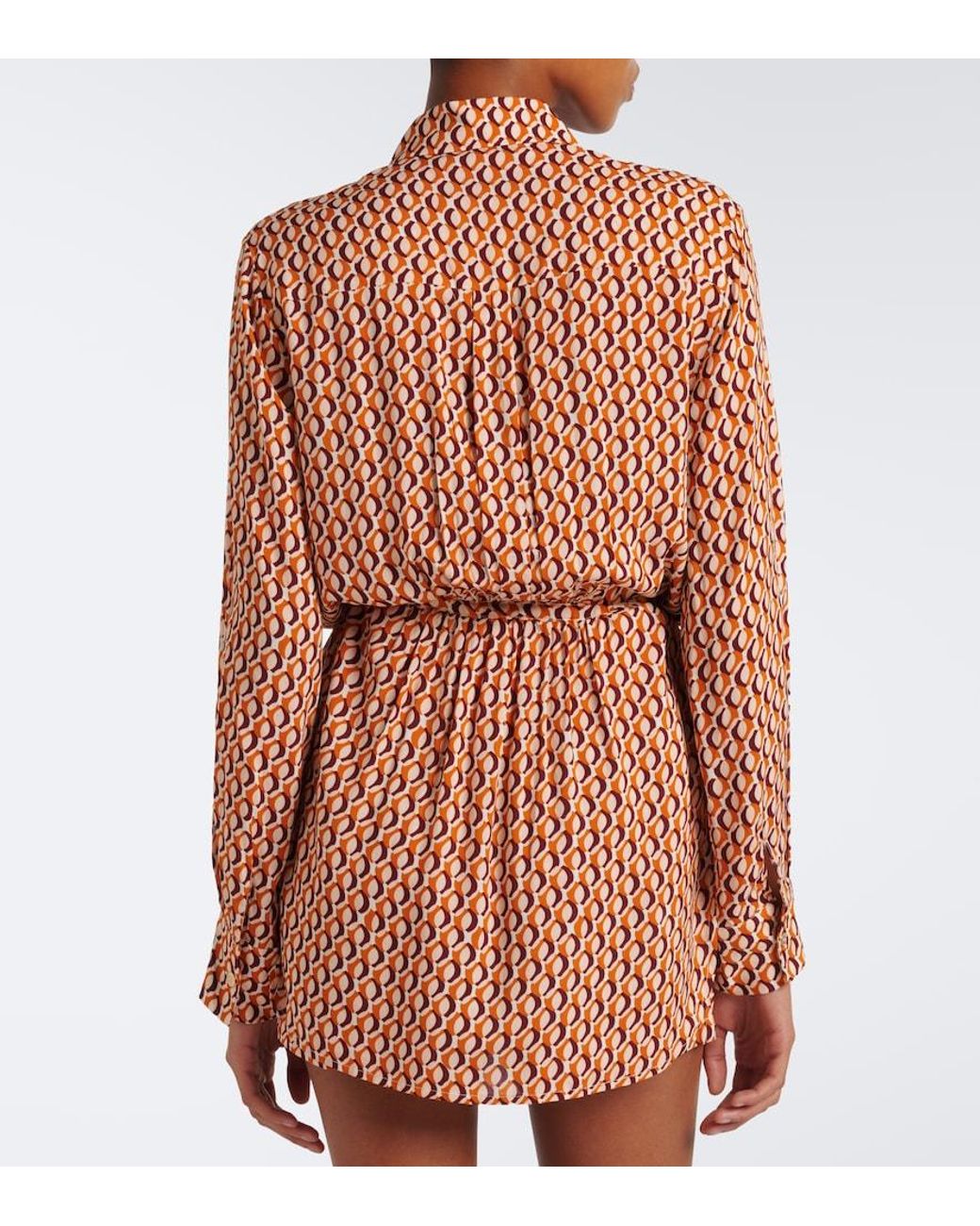 Melissa Odabash Brown Ariel Belted Printed Shirt