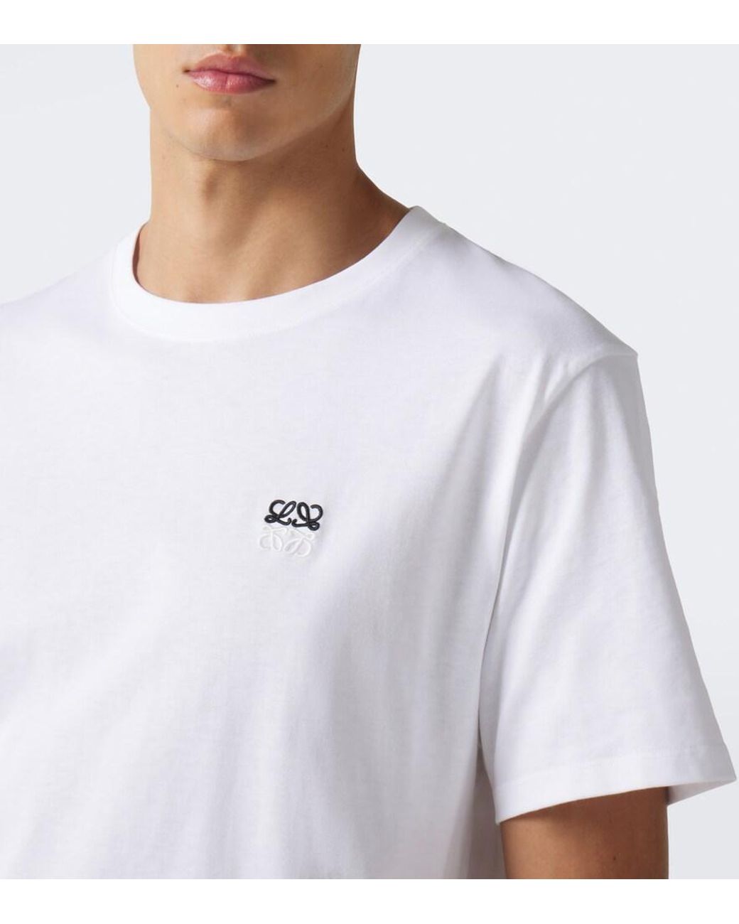 Loewe White Anagram Cotton Jersey T-Shirt for men
